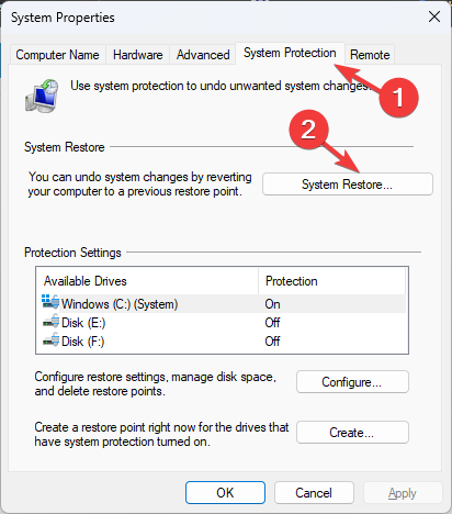 Защита системы и восстановление