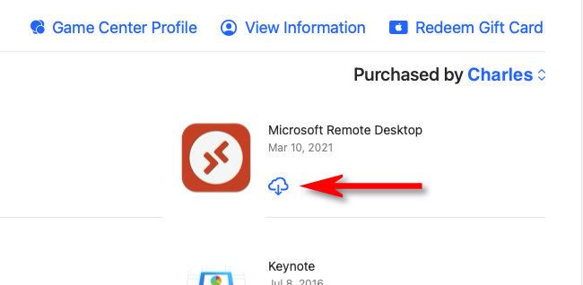 В Mac App Store нажмите кнопку загрузки — облако со стрелкой вниз