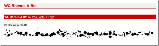 Шрифт WC Rhesus A Bta для эффекта брызг крови (пример)
