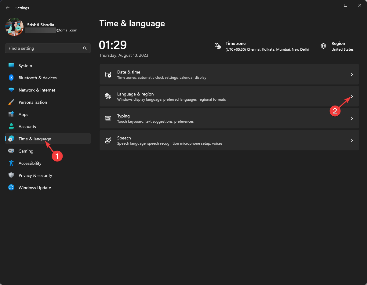 Язык и регион