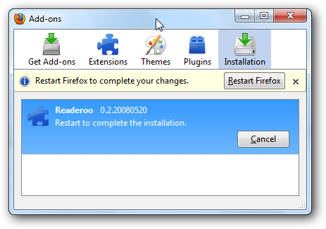 Успешная установка расширения в Firefox