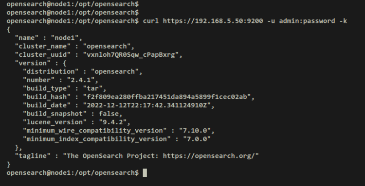 Ответ OpenSearch для admin