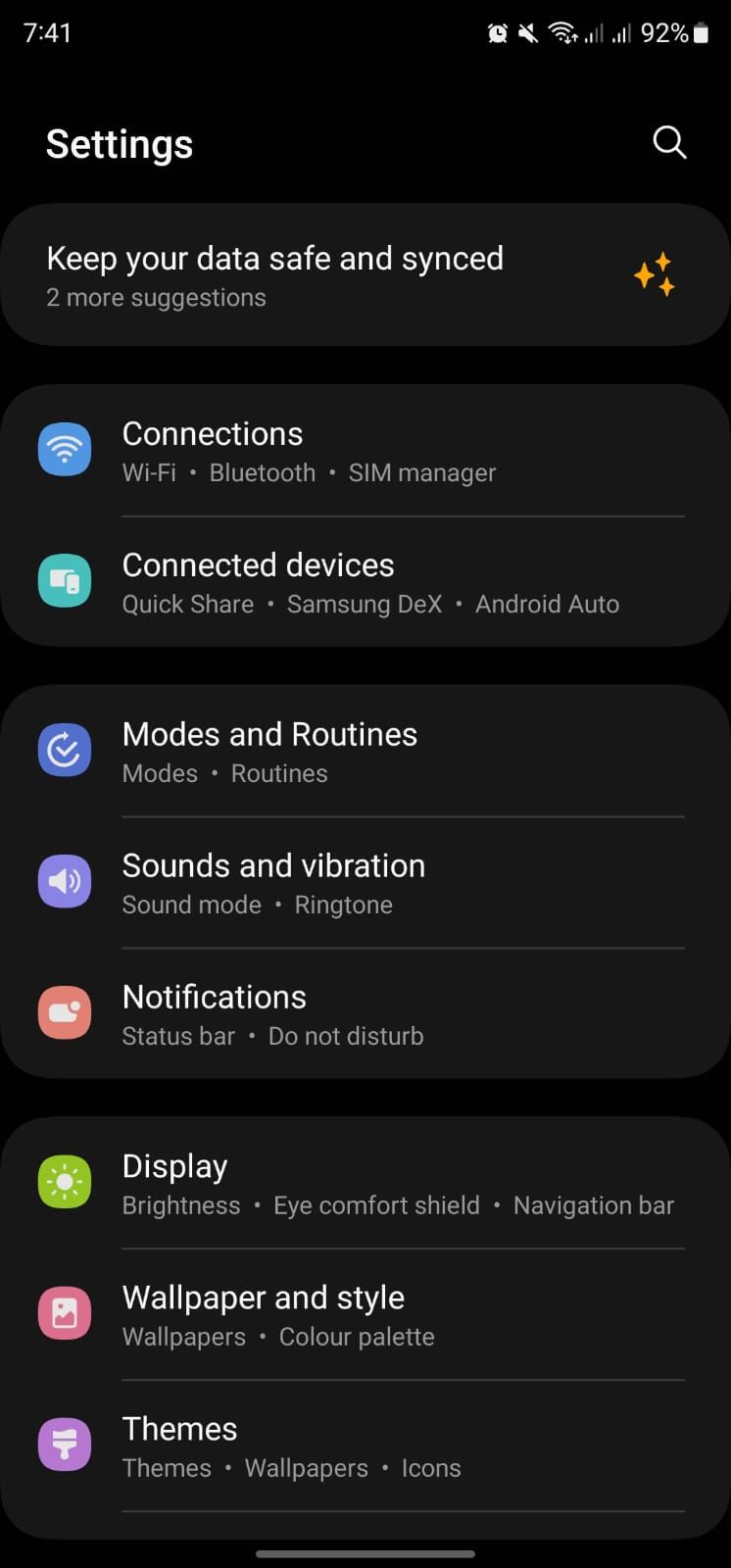 Открыты настройки на Android‑телефоне