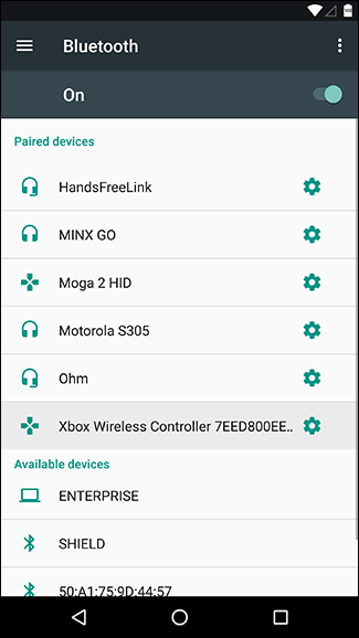 Экран с подтверждением подключения контроллера к Android