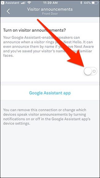 Процесс настройки в приложении Nest — экран настроек