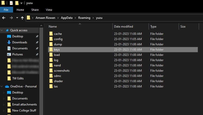 Добавление prod.keys в папку Yuzu