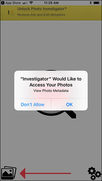 Диалог разрешения доступа к фото в iOS