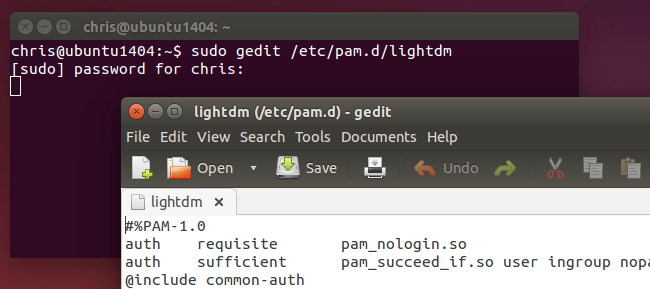 Редактирование PAM-файла LightDM