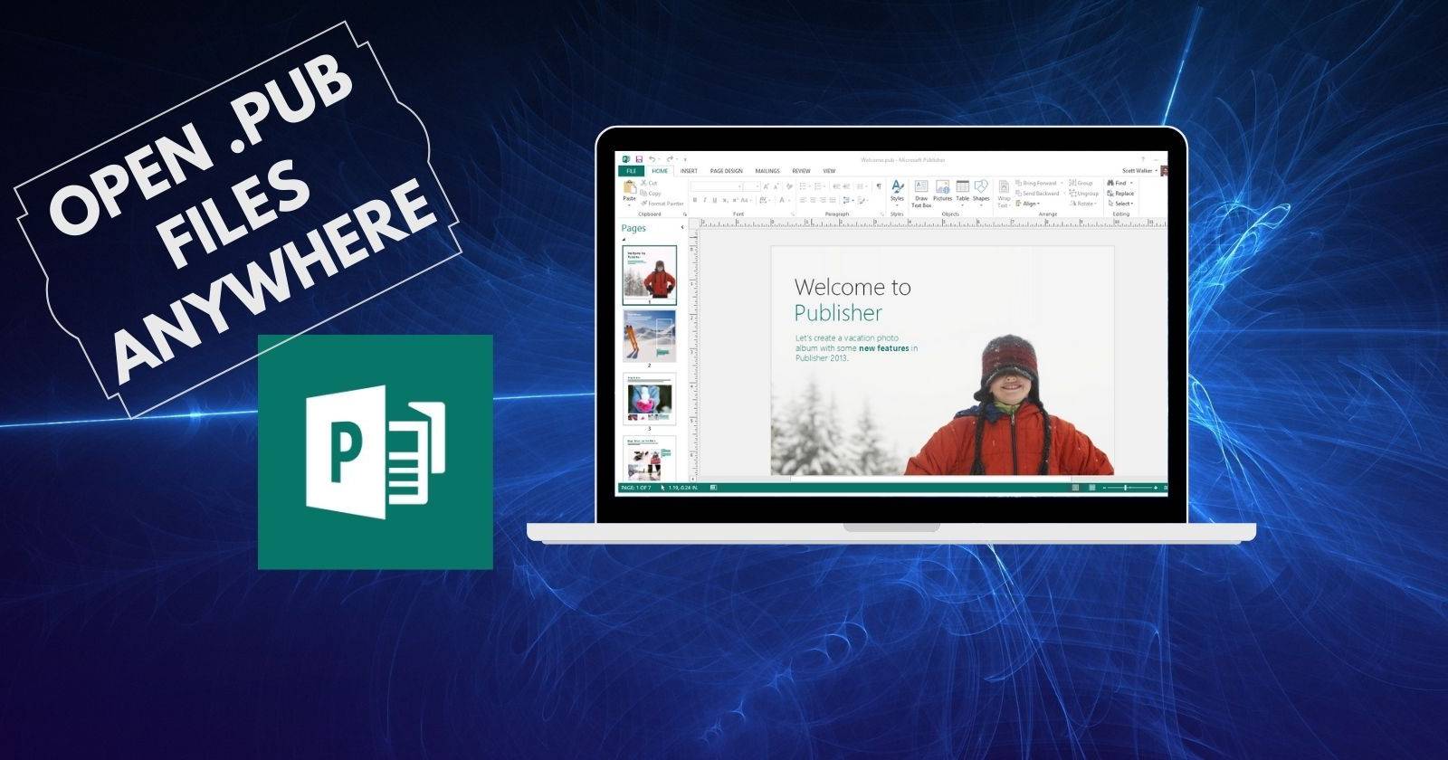 Обложка документа Microsoft Publisher (.pub) на экране