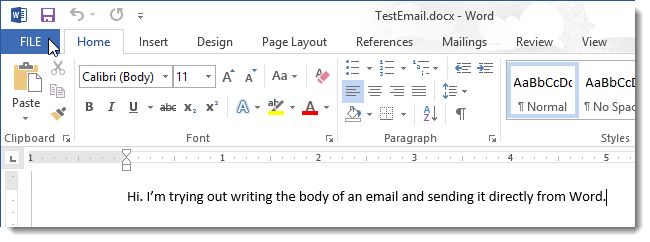 Отправить документ Word как тело письма