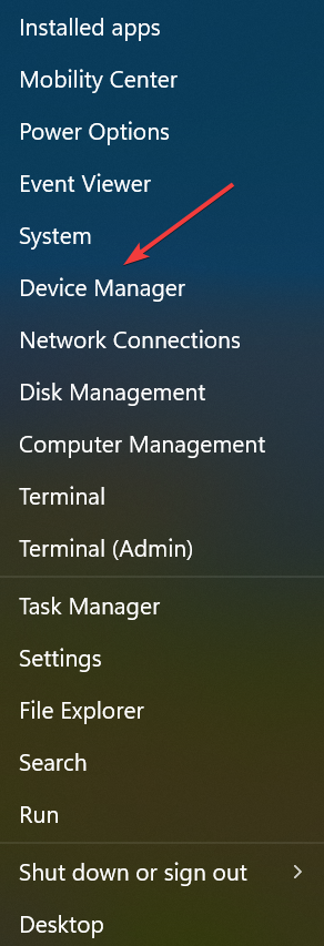 Диспетчер устройств — список устройств