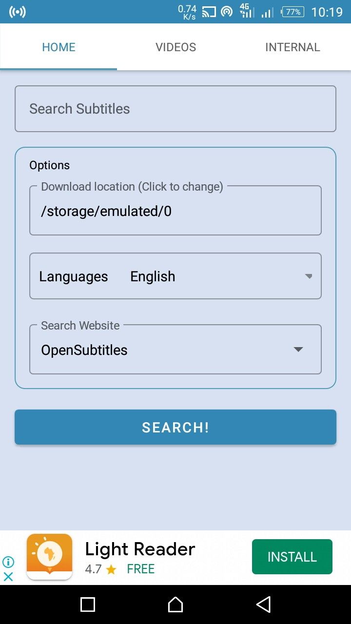 Главный экран Subtitle Downloader