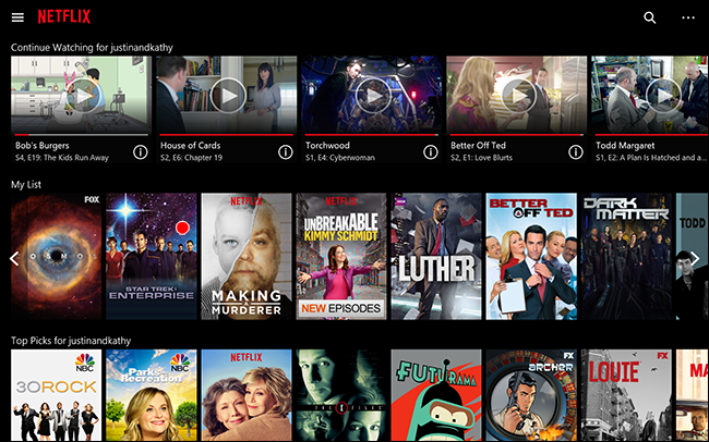 Интерфейс Netflix в полноэкранном режиме с виртуальной точкой для навигации