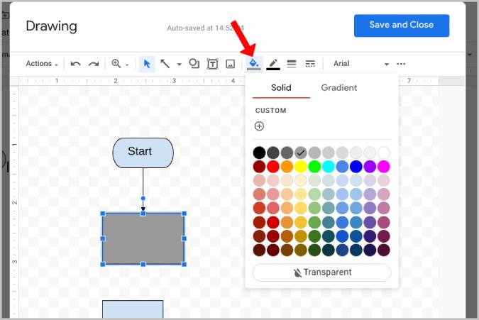 Изменение цвета фигуры в Google Drawing