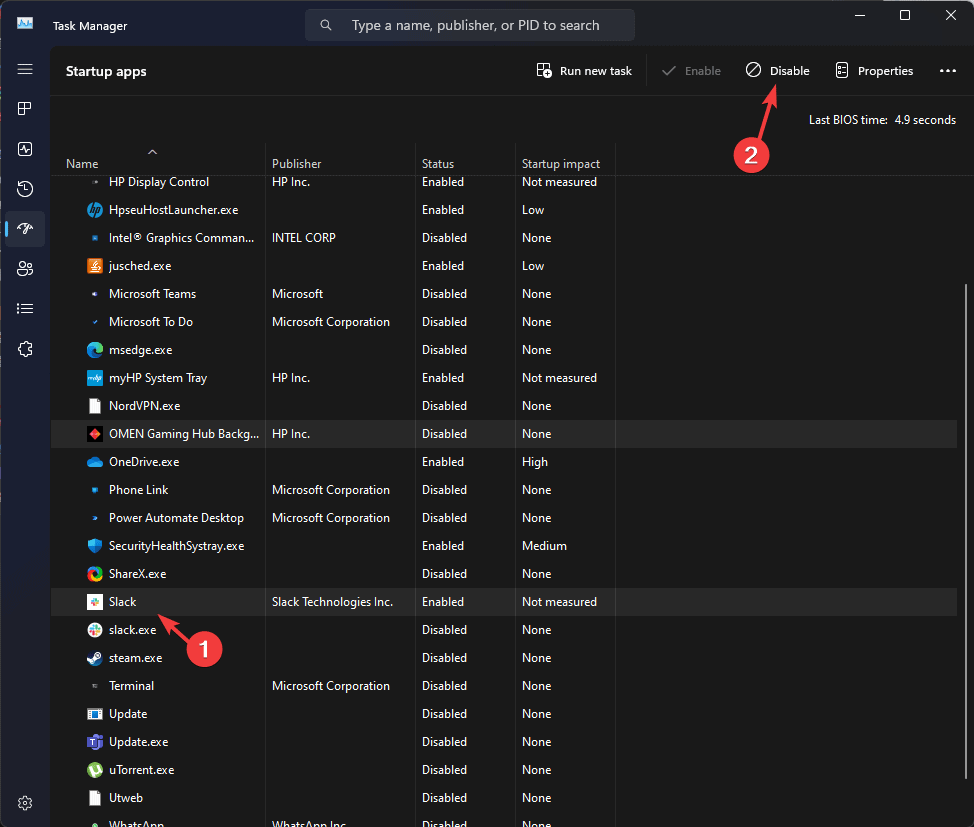 Отключение элементов автозагрузки в Диспетчере задач