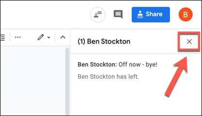 Кнопка закрытия панели чата в правом верхнем углу