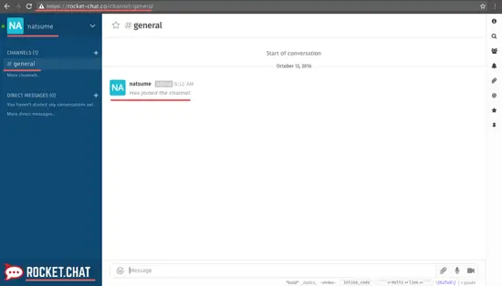 Панель Rocket.Chat