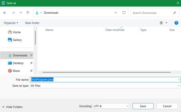 Сохранение файла .java в Блокноте как расширение .java