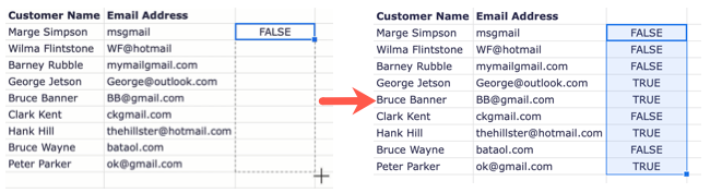 Скопируйте функцию с помощью маркера заполнения