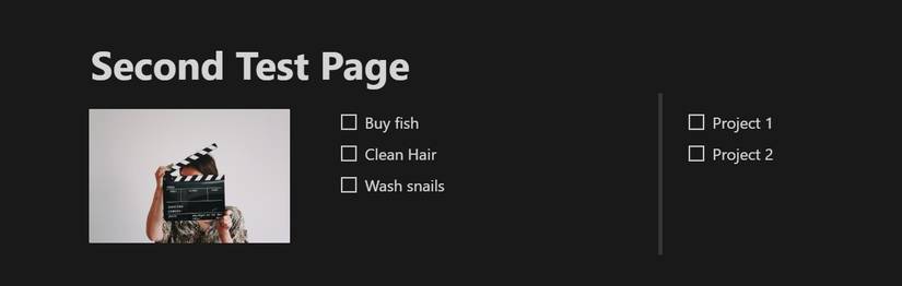 Скриншот, показывающий три колонки с изображением и пятью пунктами с чекбоксами на странице Notion.