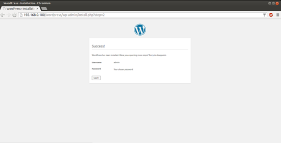 Кнопка установки WordPress