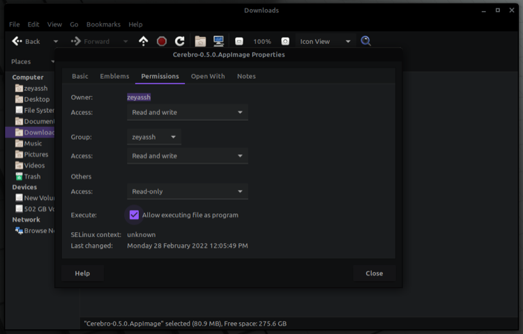 make Cerebro AppImage executable