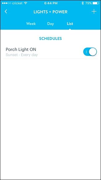 Список запланированных событий, вид с возможностью отключения/включения