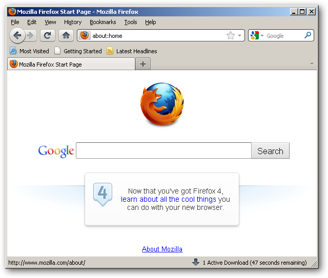 Окно Firefox после настройки, приближённое к виду Firefox 3 в Windows XP
