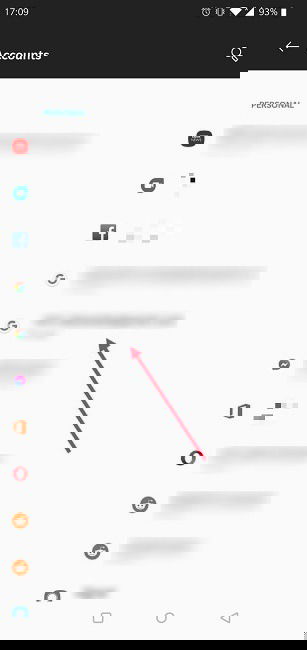 Выбор аккаунта для удаления в настройках Android