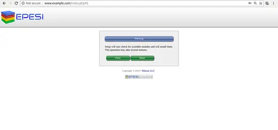 Нажатие кнопки Далее для продолжения установки