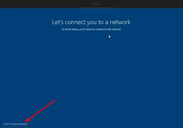 Кнопка 'I don’t have internet' при подключении к сети