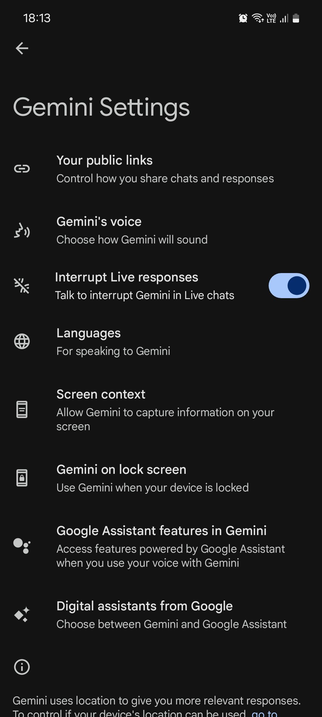 Настройки Gemini на Android