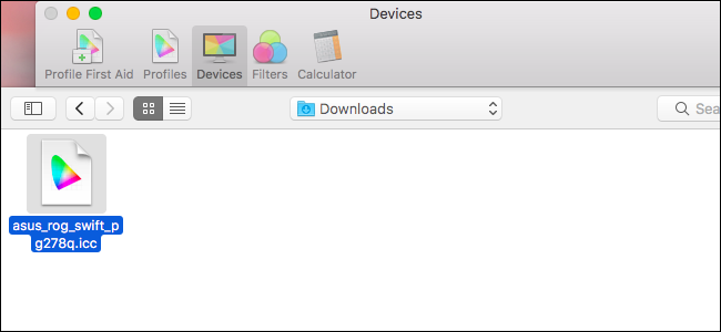 Выбор профиля в файловой системе и применение в ColorSync