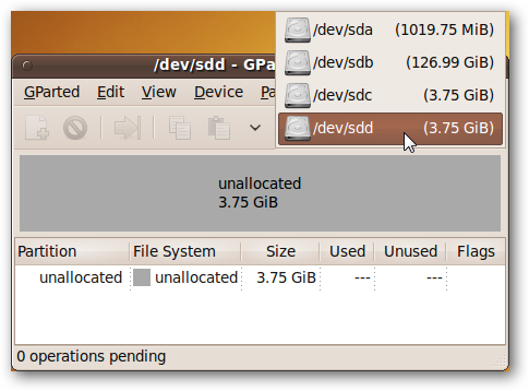 Разделы не распределены на USB