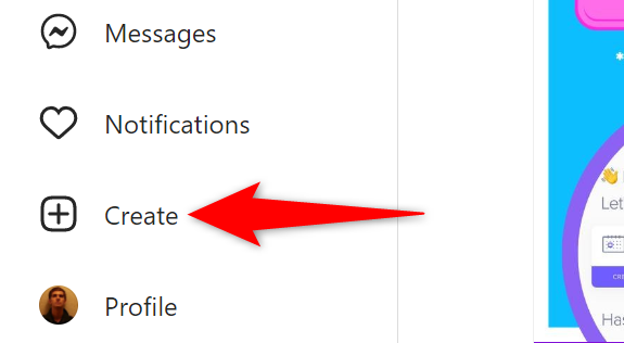 Выберите «Создать» в левой панели.