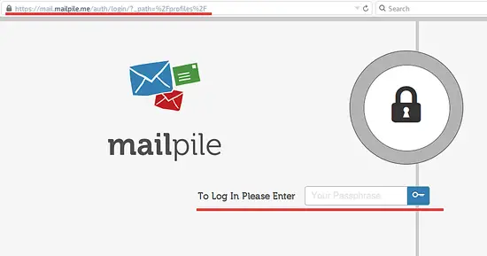 Экран входа в Mailpile