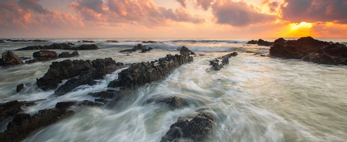 Таймлапс заката на пляже