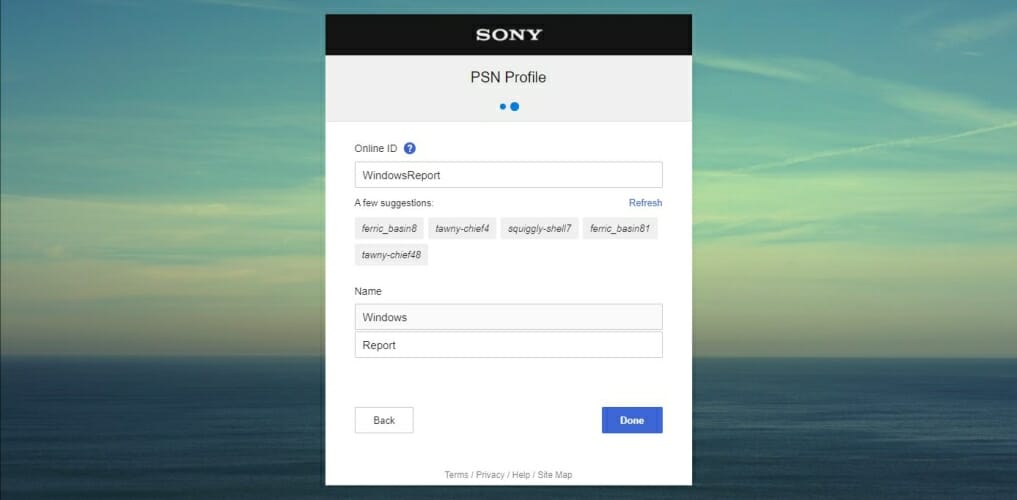 Создание профиля PSN: имя и фамилия