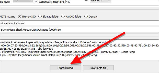 tsMuxeR: процесс muxing идёт, индикатор выполнения