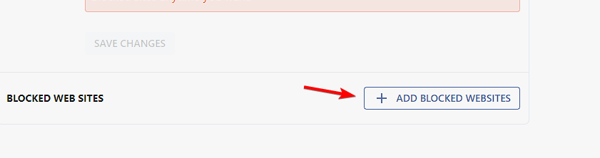Кнопка добавления сайтов в список блокировки