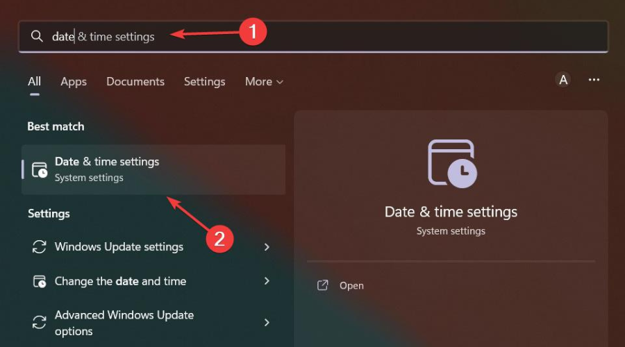 Окно настройки даты и времени в Windows