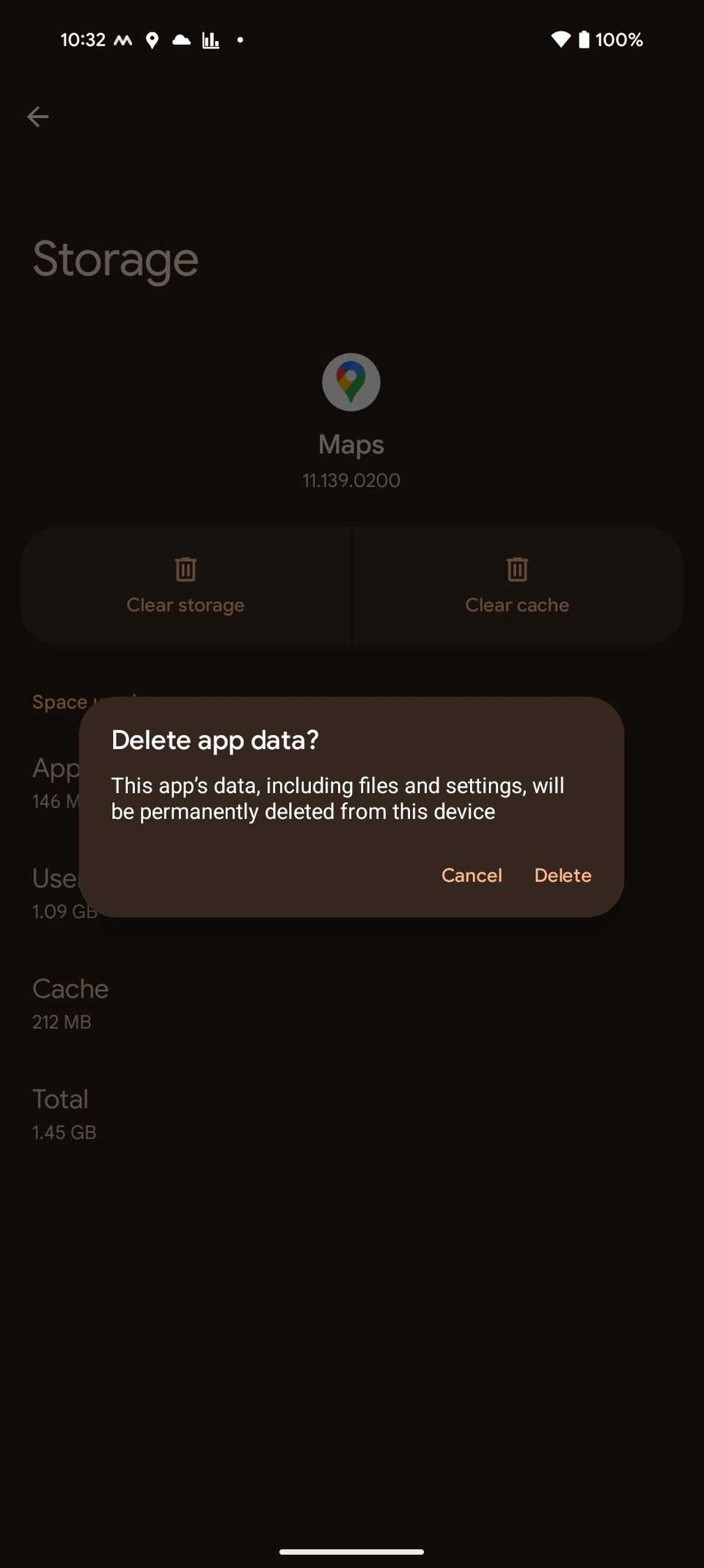 Очистка данных Google Maps на Android
