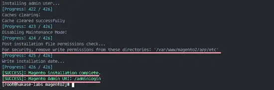 Установка Magento завершена