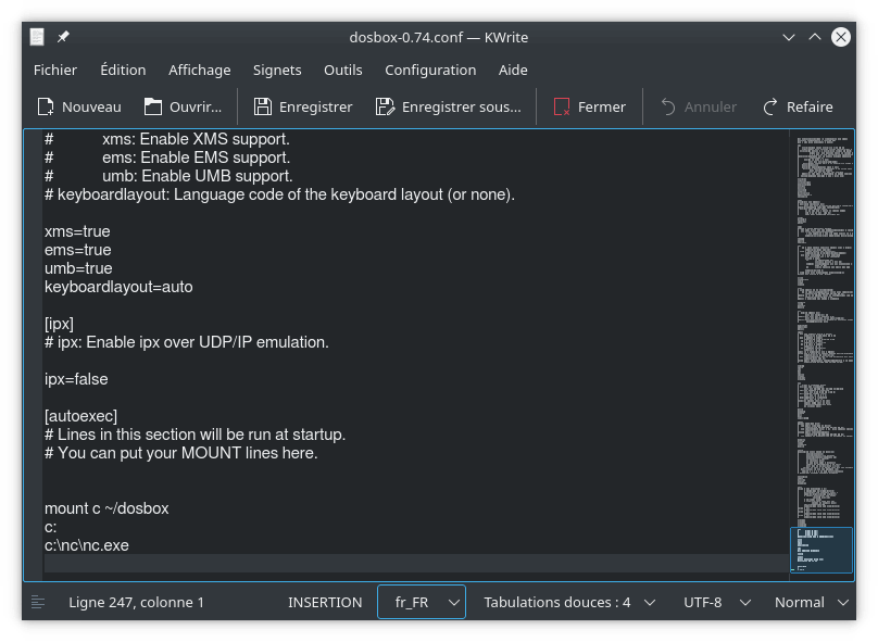 Автозапуск Norton Commander через конфигурацию DOSBox