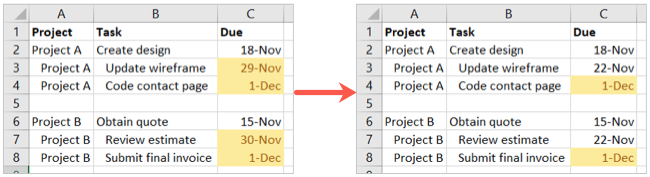 Formatting changes when dates are edited