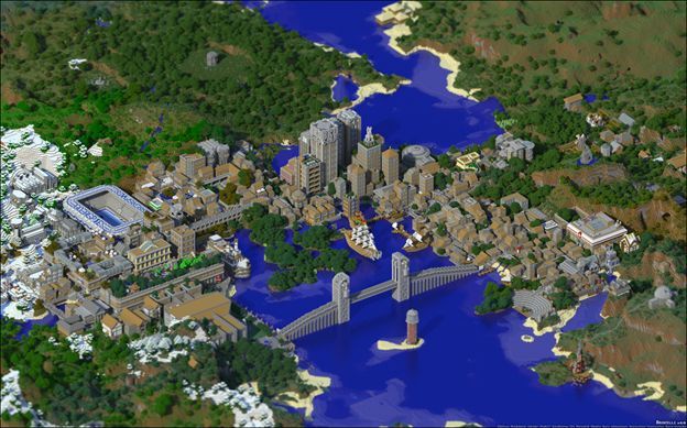 Дальняя панорама города Broville, масштабная архитектурная работа