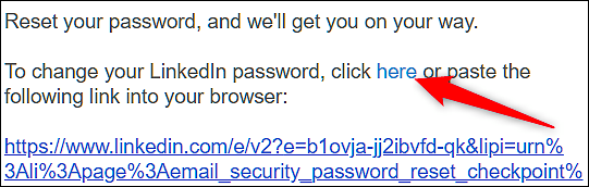 Страница ввода нового пароля в LinkedIn
