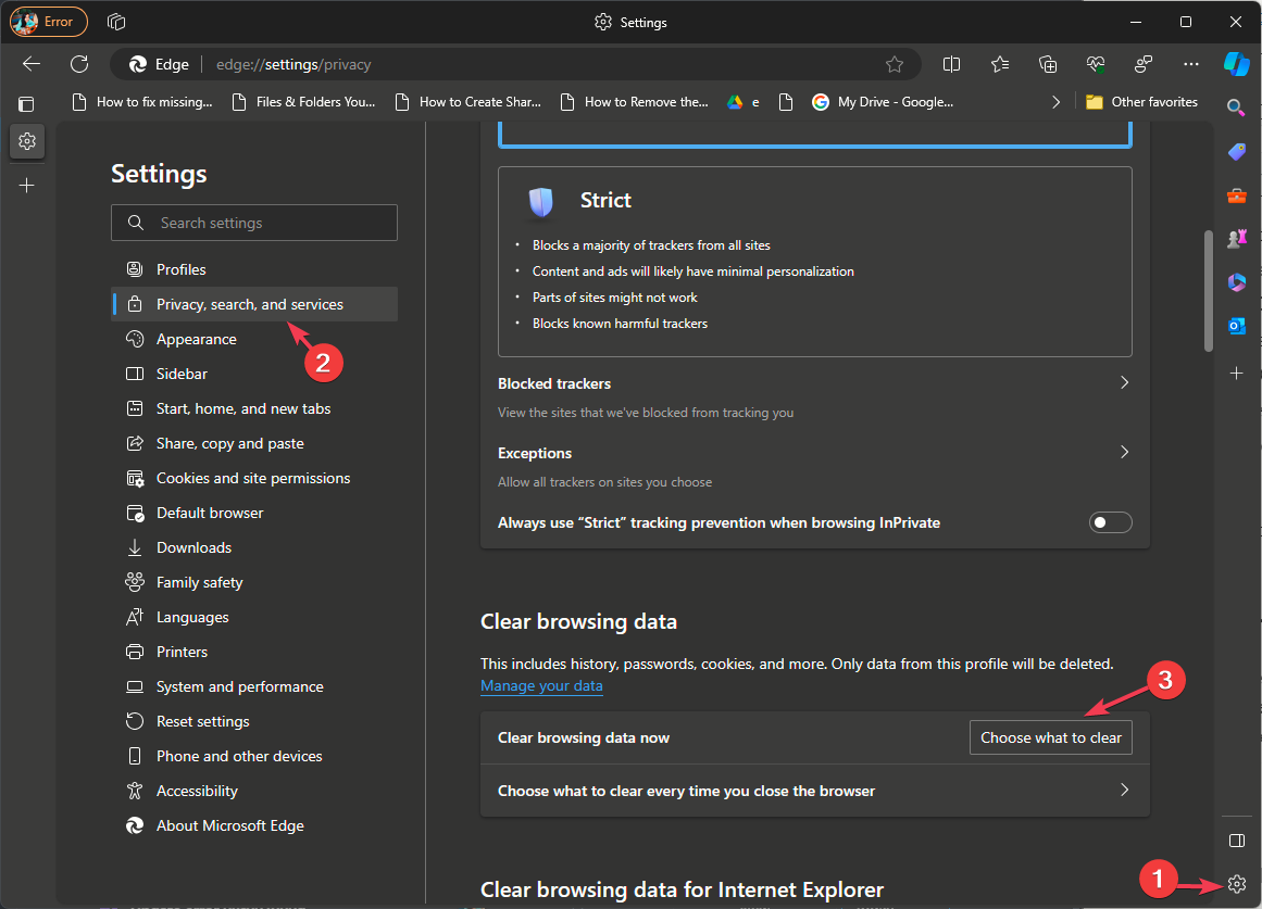Открыто меню Microsoft Edge, выделено Настройки