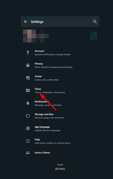 Раздел Чаты в настройках WhatsApp на Android