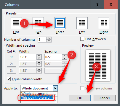 Параметр «С этого места»